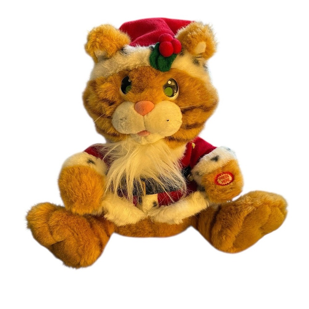 House Of Lloyd Musical Christmas Kitty Plush Orange Tabby Cat 12" Santa‎ Outfit